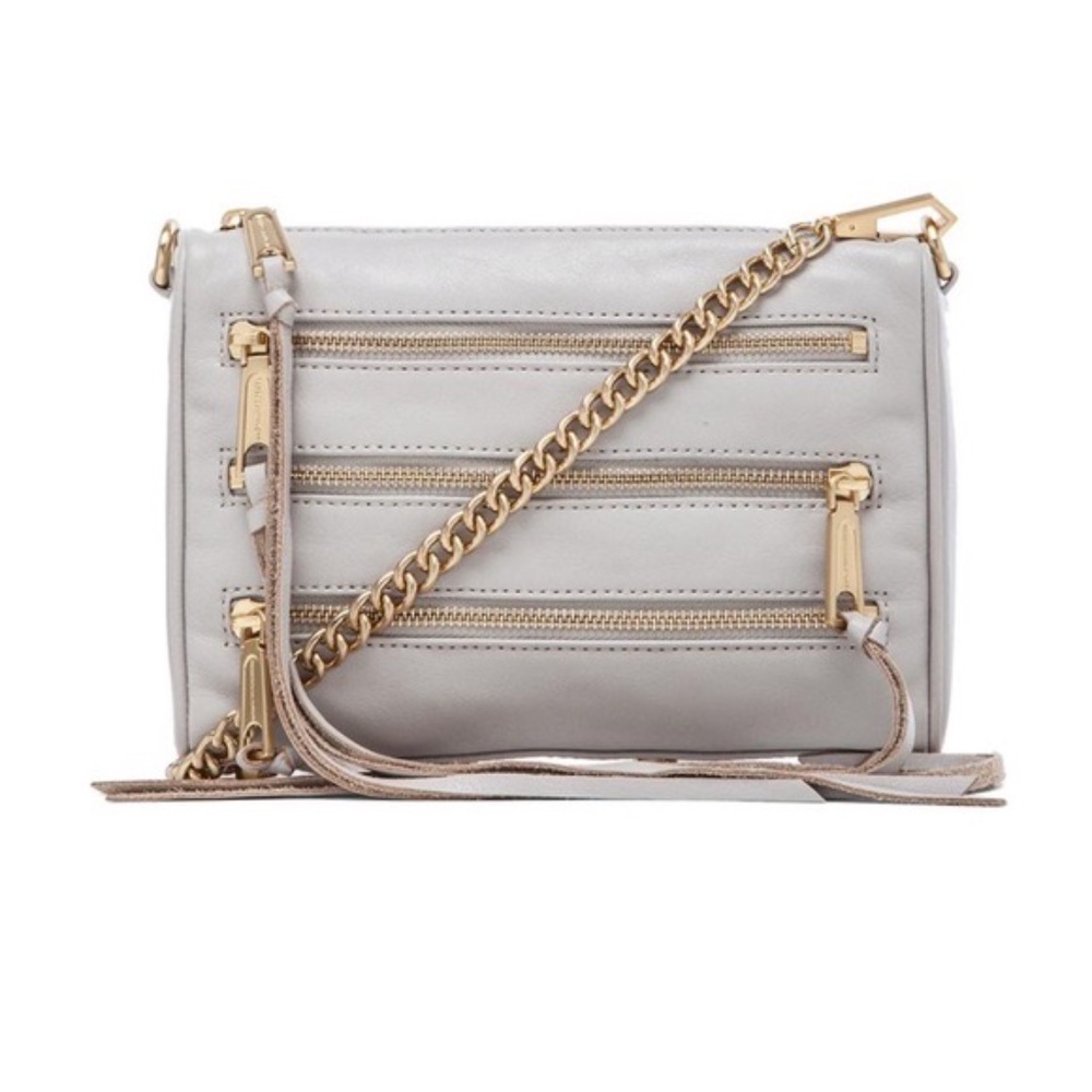 REBECCA MINKOFF 5 ZIP CROSSBODY BAG in Putty